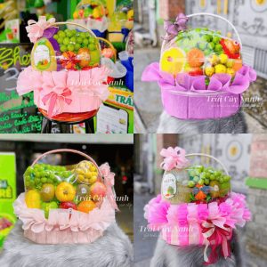 Mẫu giỏ trái cây màu hồng