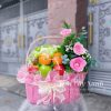 Giỏ Trái Cây Nhập Và Hoa Tươi Tone Hồng - TCX003