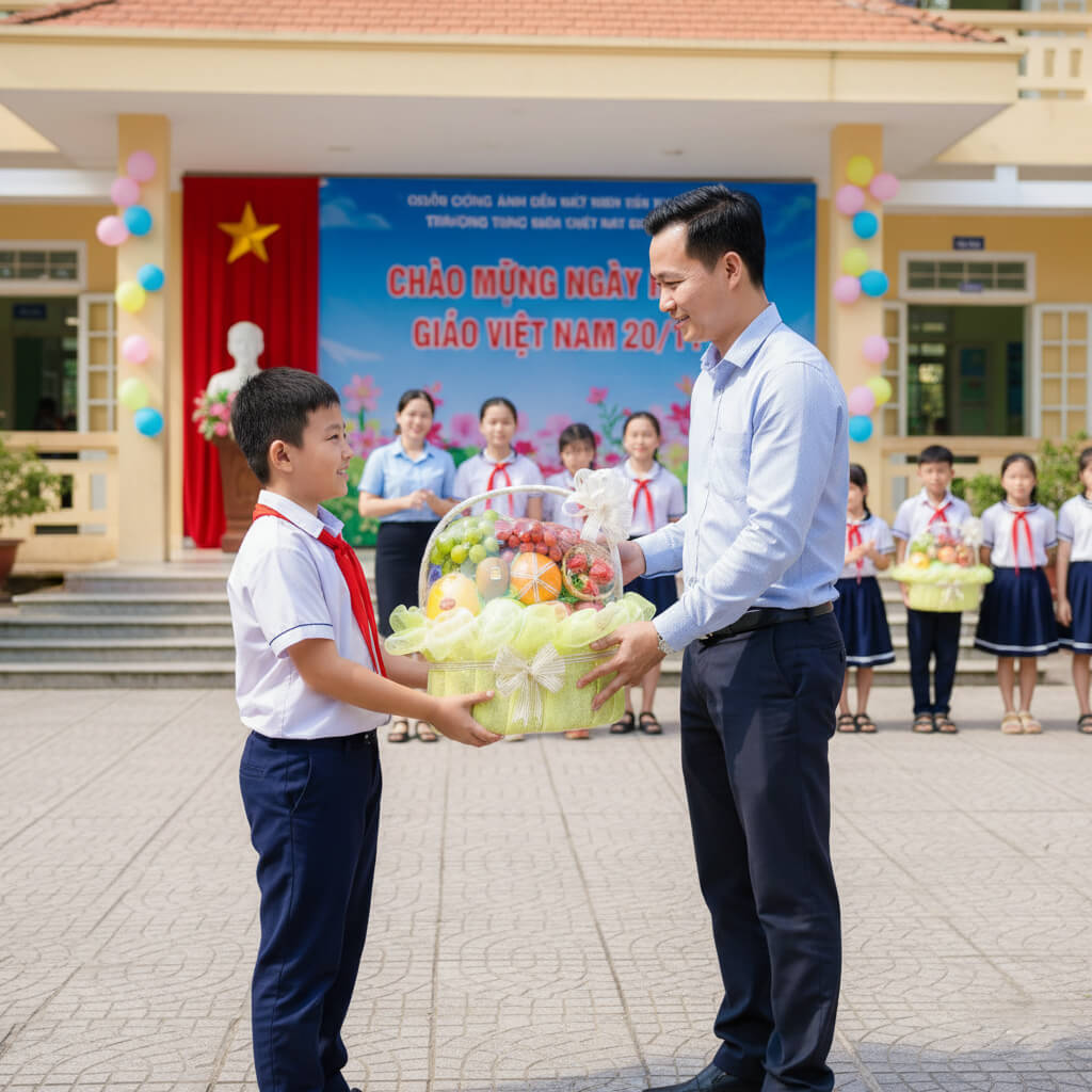 Giỏ Hoa Quả 20-11 Tri Ân Thầy Cô