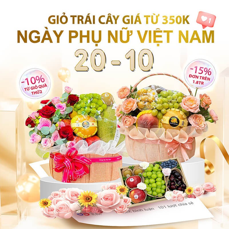 Giỏ hoa quả quà tặng ngày Phụ nữ Việt Nam 20-10