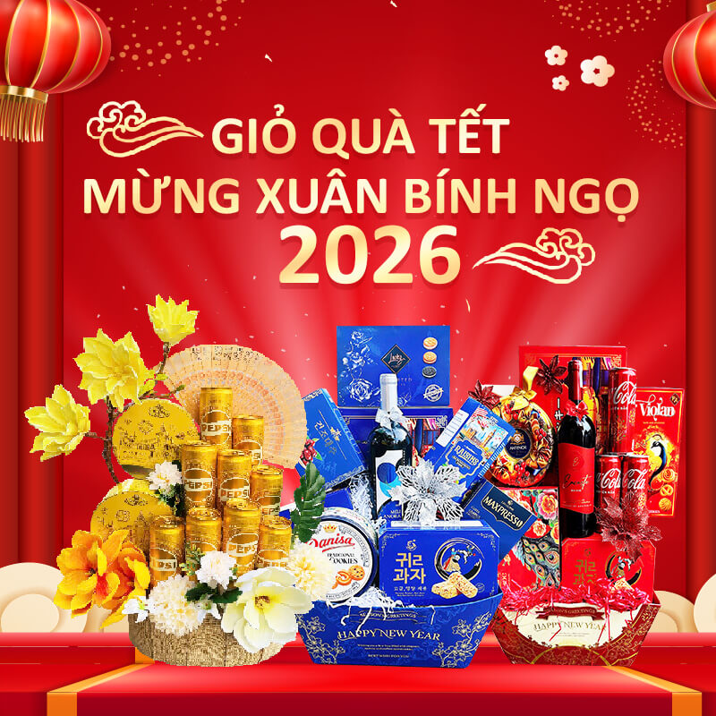 Banner giỏ quà tết 2026 - Bính Ngọ