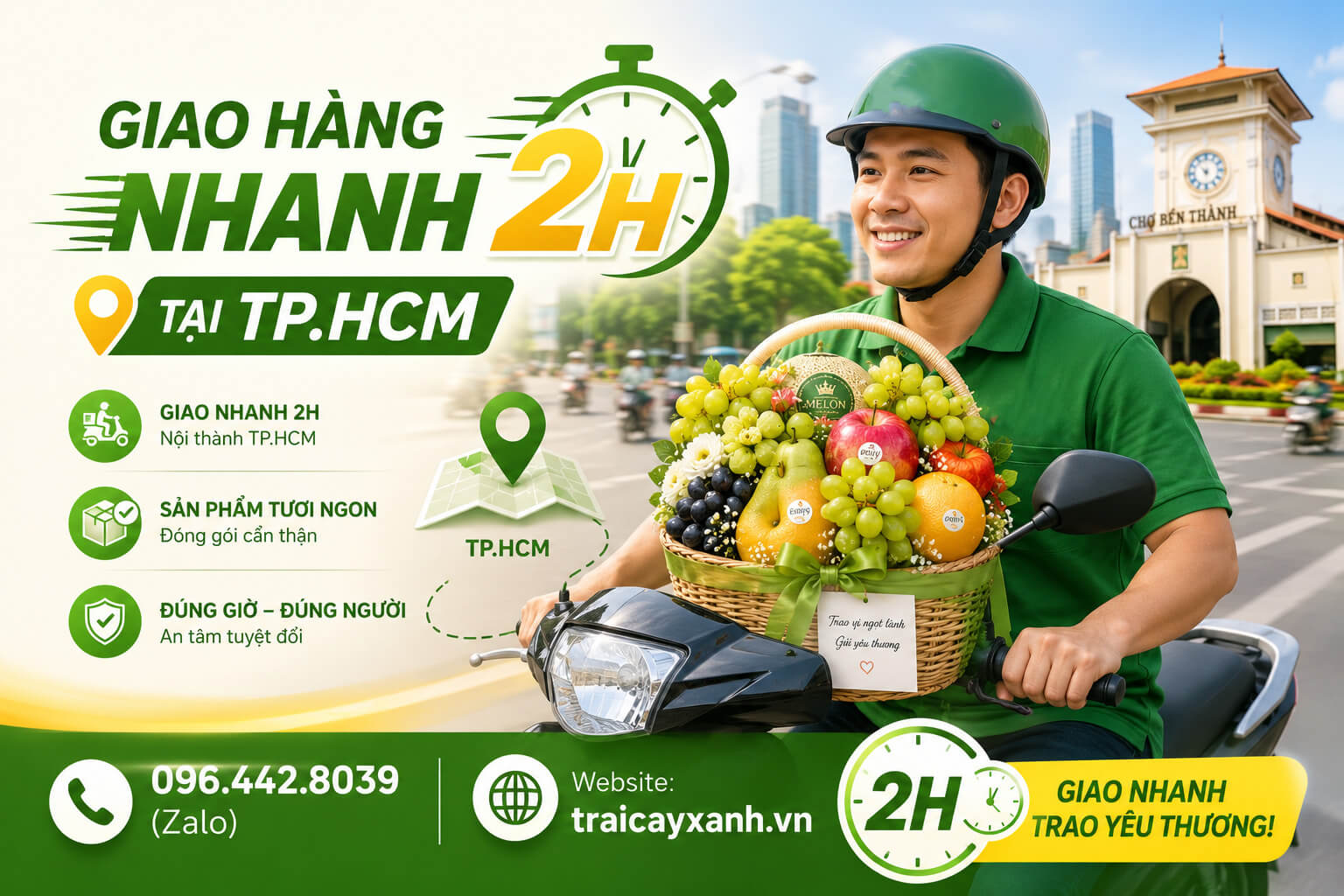 Giao hàng nhanh 2H tại TPHCM - Giỏ trái cây tươi