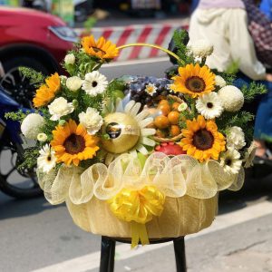 Giỏ trái cây hoa hướng dương đẹp quà tặng khai trương