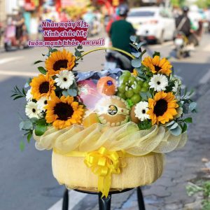 Giỏ hoa quả hoa hướng dương đẹp quà tặng