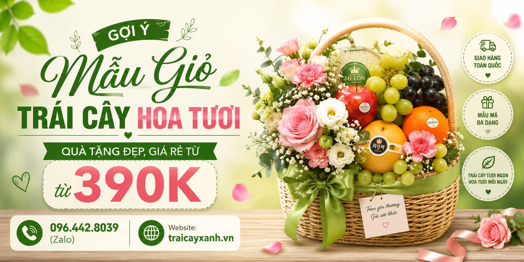 Gợi Ý Mẫu Giỏ Trái Cây Hoa Tươi | Quà Tặng Đẹp, Giá Rẻ Từ 390K