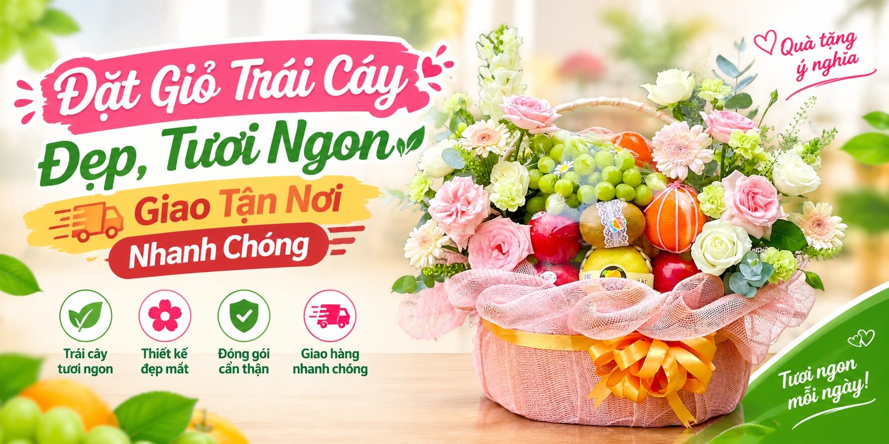Đặt Giỏ Trái Cây Đẹp, Tươi Ngon, Giao Tận Nơi Nhanh Chóng